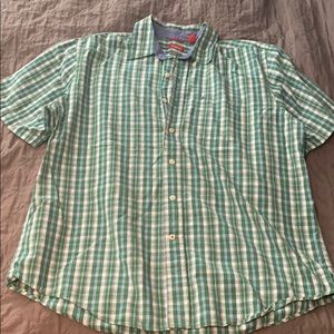 Izod green & blue checked short sleeved button up